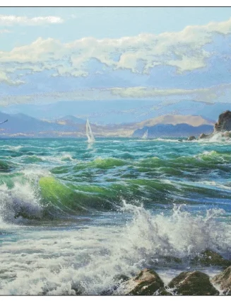 Seaside Sea surf Scenery Sewing kit 18CT 16CT 14CT Unprinted Cross Stitch Kits Embroidery Art DIY Handmade Needlework Home Decor